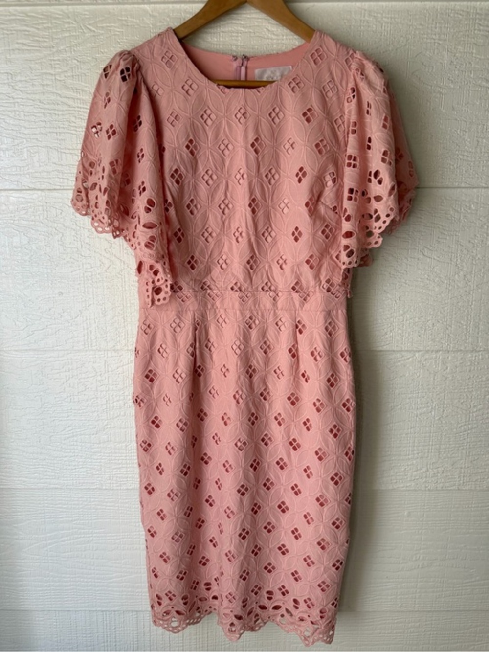 Rachel Parcell Pink Eyelet Flutter Sleeve Sheath Dress Small
